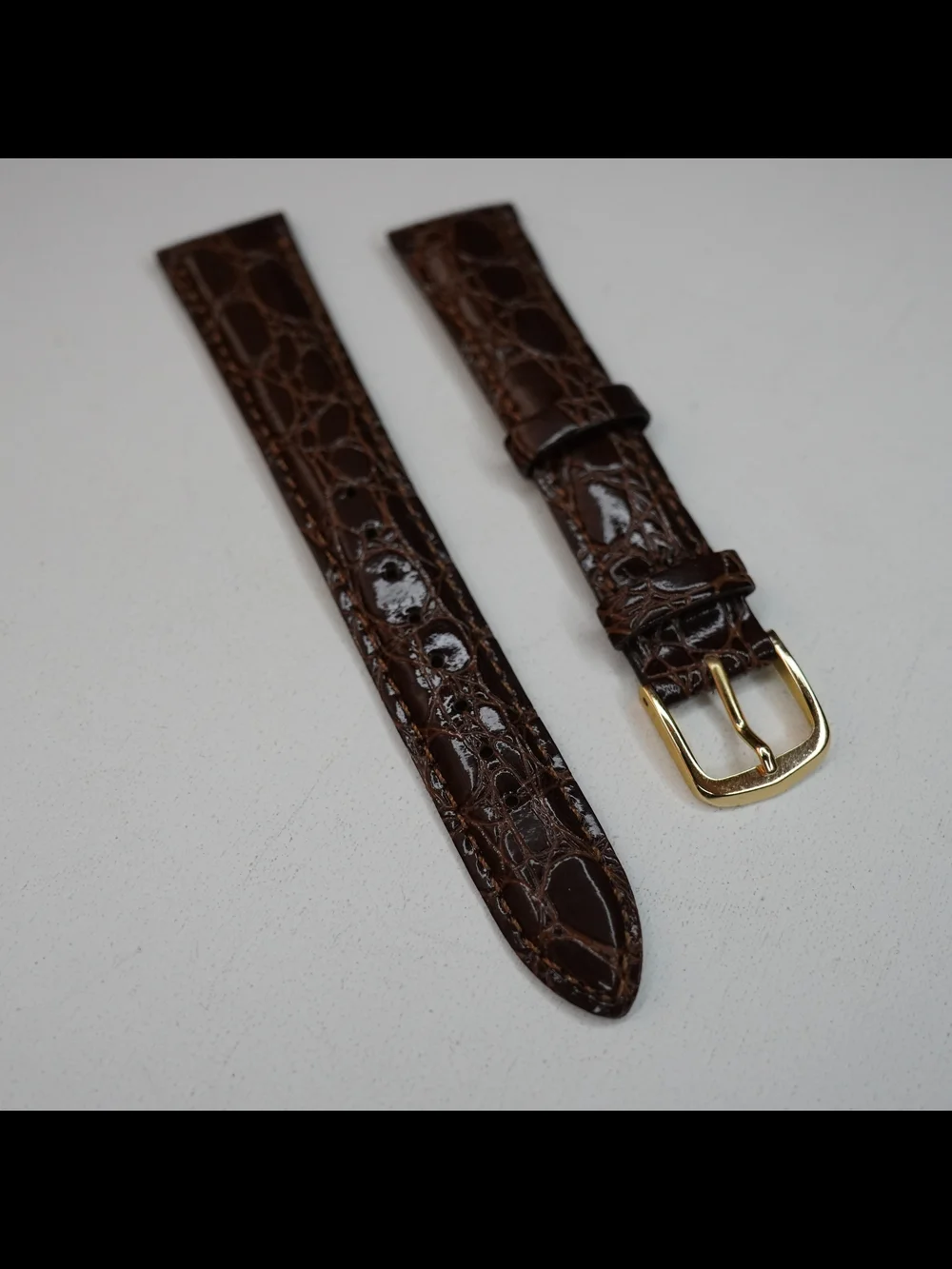 Original Seiko CALF-Z18 18mm Brown Crocodile-Embossed Leather Strap Gold Buckle